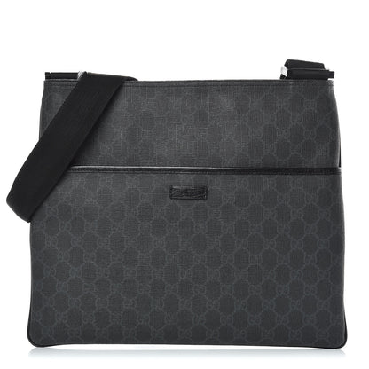 Gucci GG Plus Monogram Medium Flat Messenger Bag Black 1 of 9