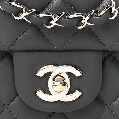 Chanel Lambskin Quilted Mini Rectangular Flap Dark Grey 9 of 13