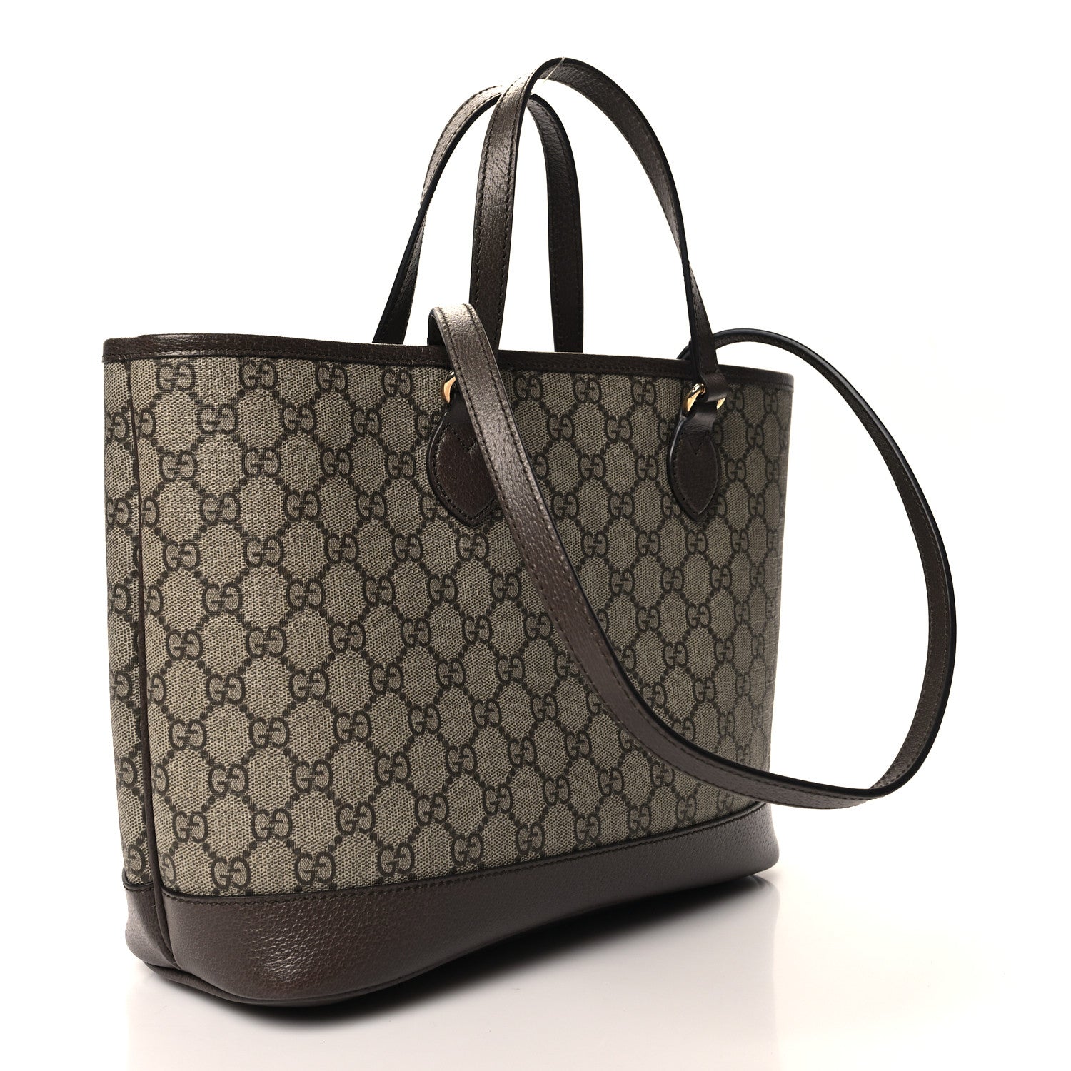 Gucci GG Supreme Monogram Textured Calfskin Small Ophidia Shoulder Tote Bag Beige Ebony New Acero 3 of 10