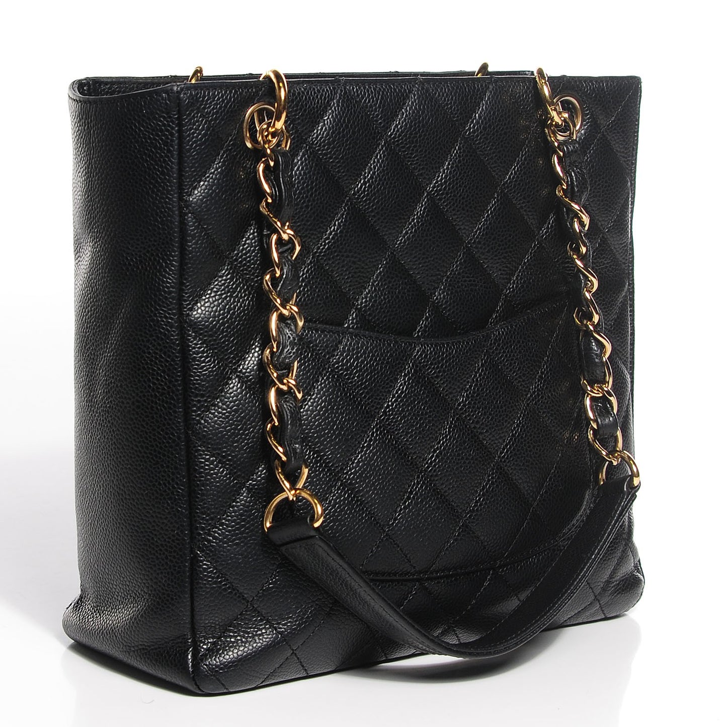Caviar Quilted Petit Shopping Tote PST Black