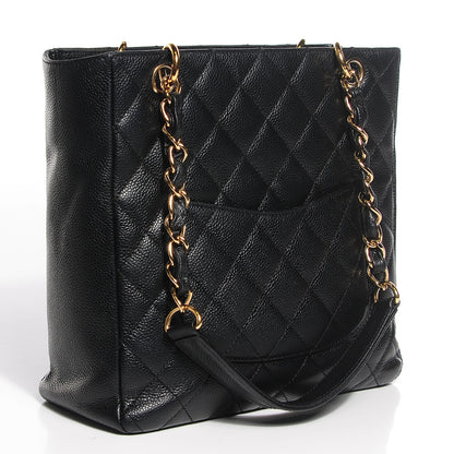 Chanel Caviar Quilted Petit Shopping Tote PST Black 3 of 8