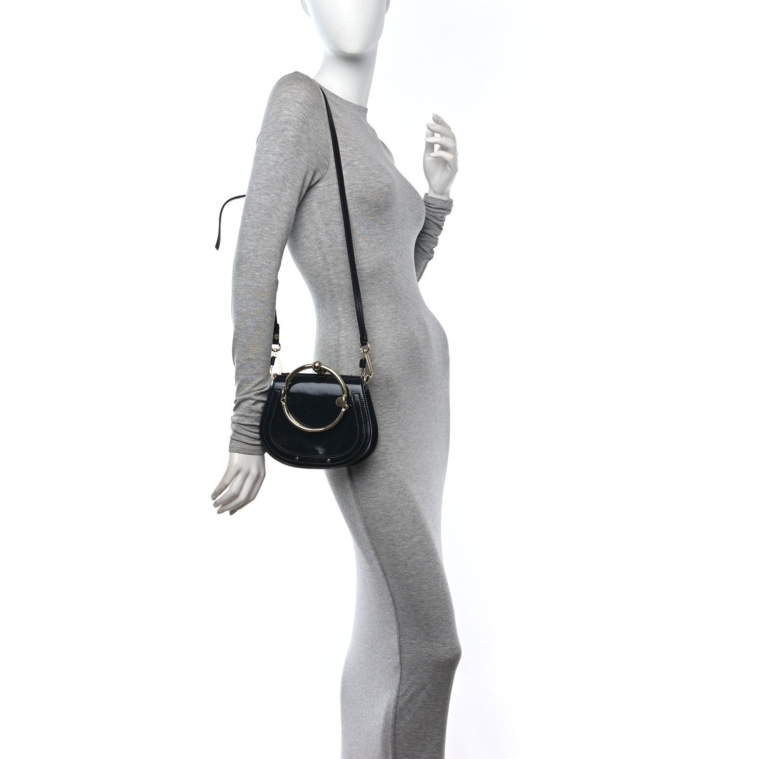 Chloe Patent Suede Small Nile Bracelet Bag Black 2 of 10