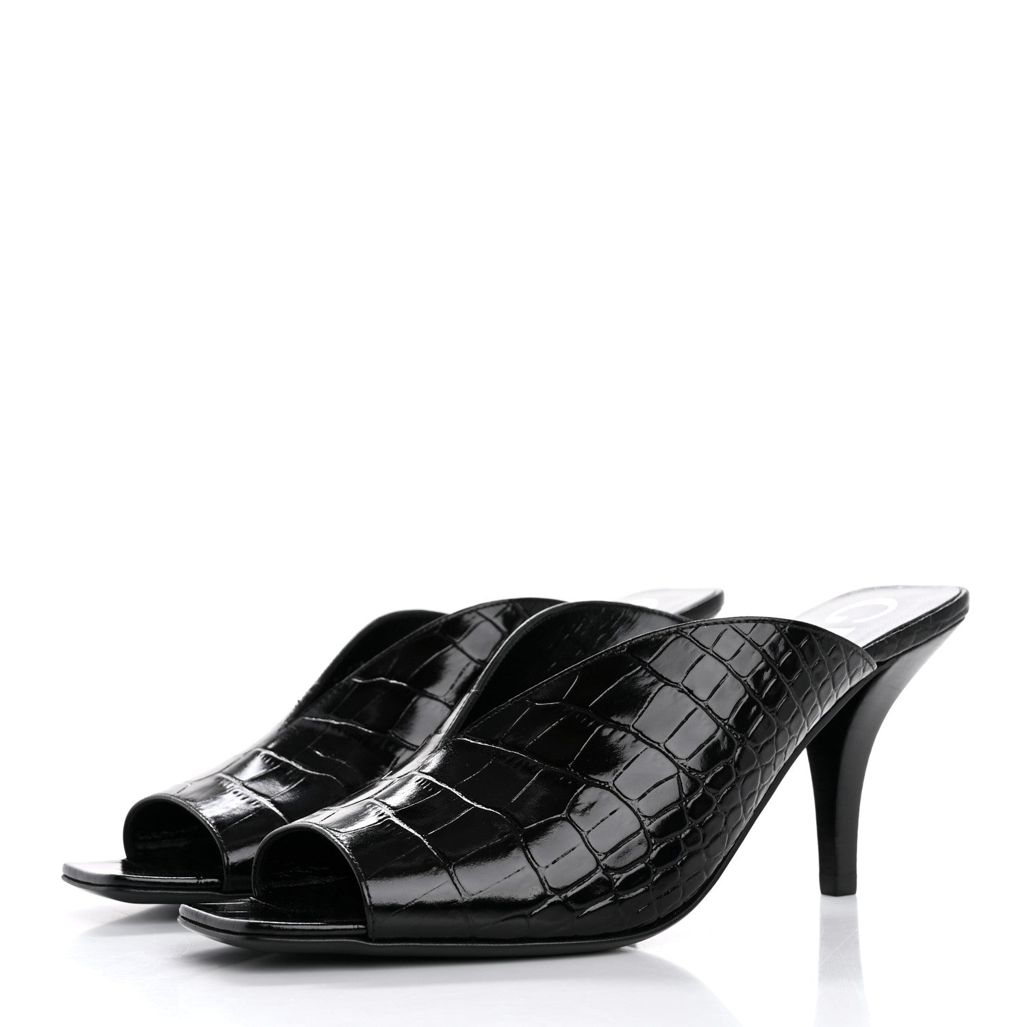 Gucci Croco Calf Lux Mule Sandals 37.5 Black 4 of 10