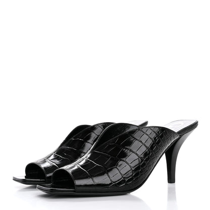 Gucci Croco Calf Lux Mule Sandals 37.5 Black 4 of 10