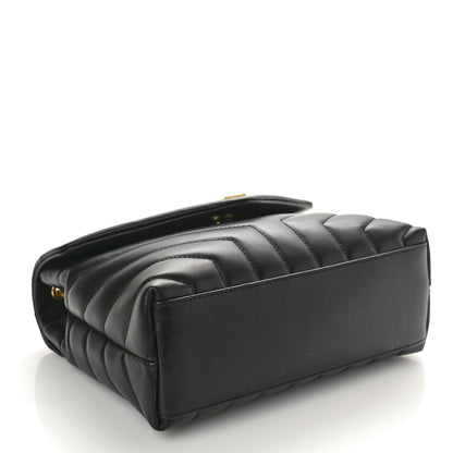 Saint Laurent Calfskin Y Quilted Monogram Small Loulou Chain Satchel Black 4 of 10