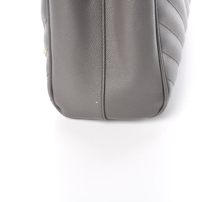 Saint Laurent Grain De Poudre Matelasse Chevron Monogram Shopping Bag Fog 12 of 14
