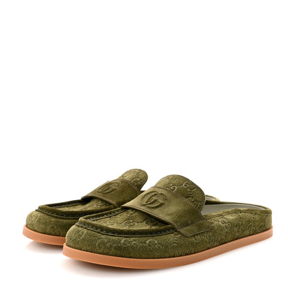 Gucci Suede GG Debossed Celia Mules 39 Green 4 of 9