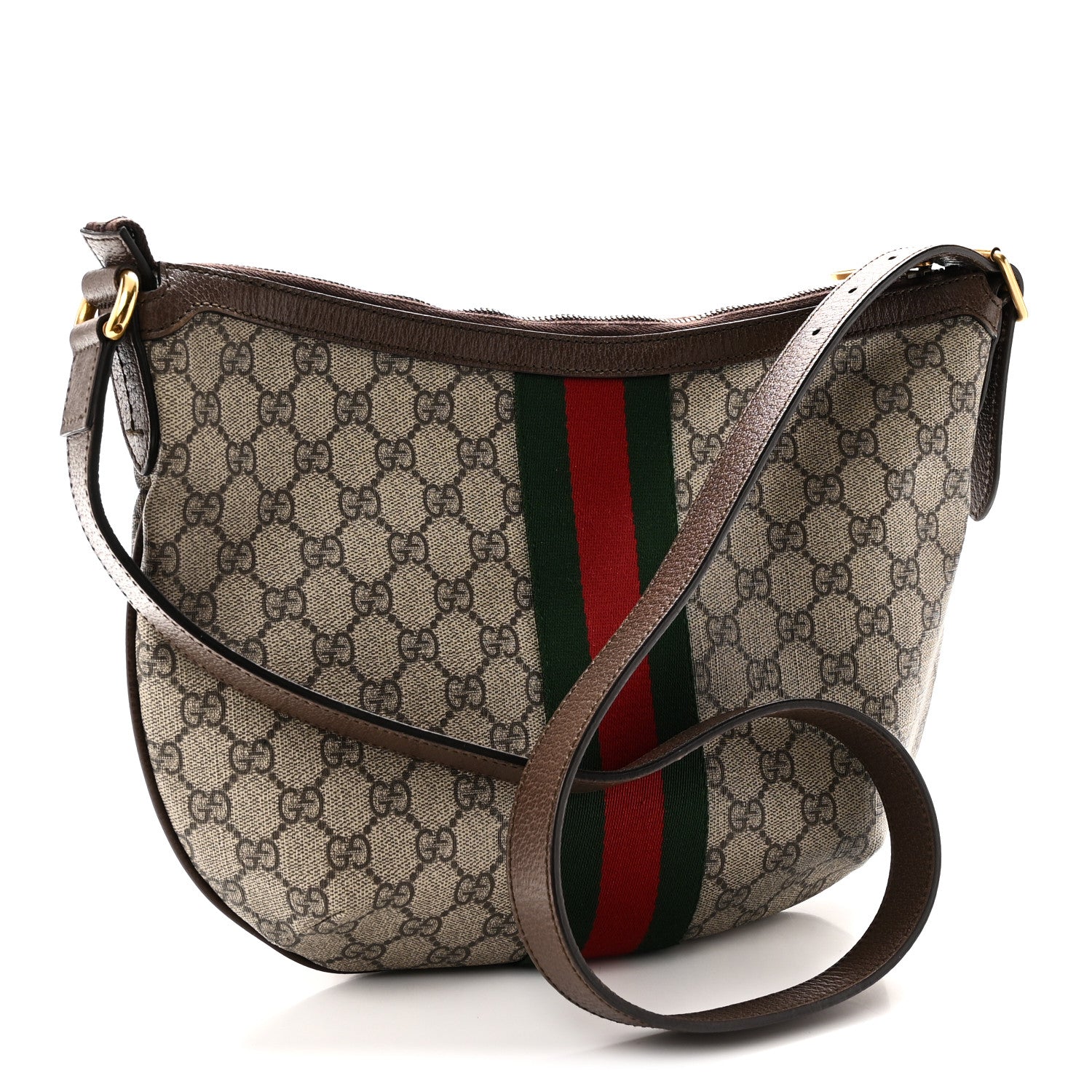 Gucci GG Supreme Monogram Web Small Ophidia Half Moon Hobo Brown 3 of 10