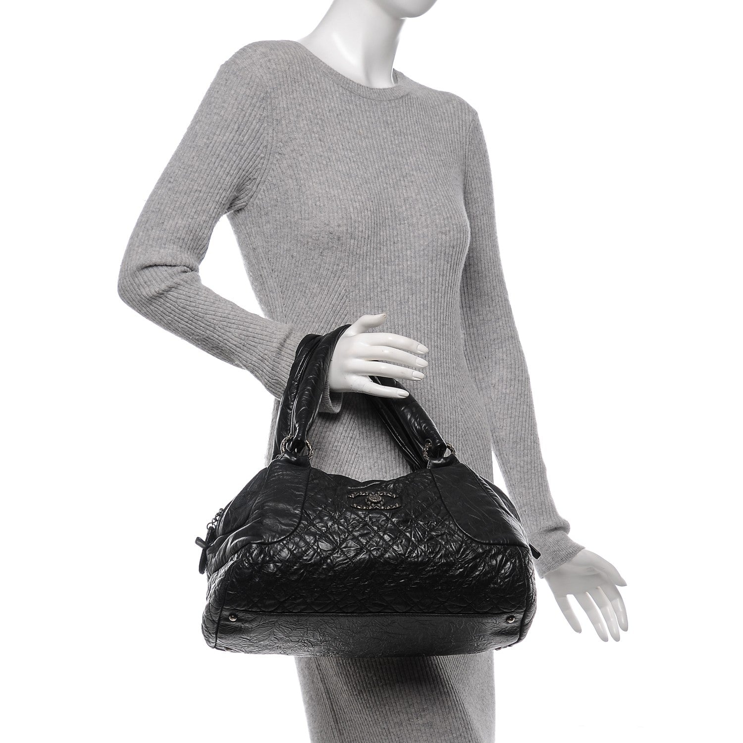 Chanel Aged Calfskin Coco Rider Bowling Bag Black 2 of 7
