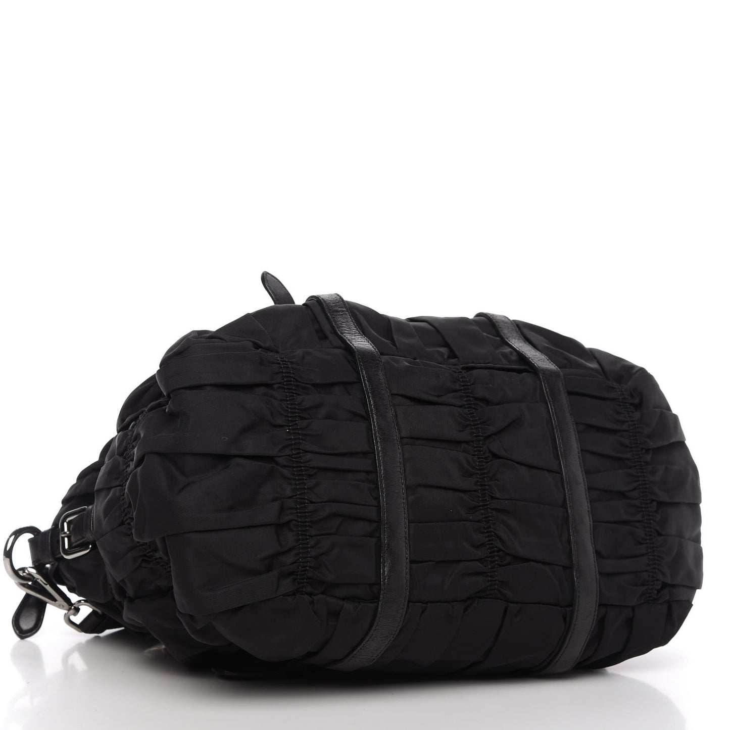 Tessuto Nylon Nappa Braided Gaufre Shopping Satchel Black