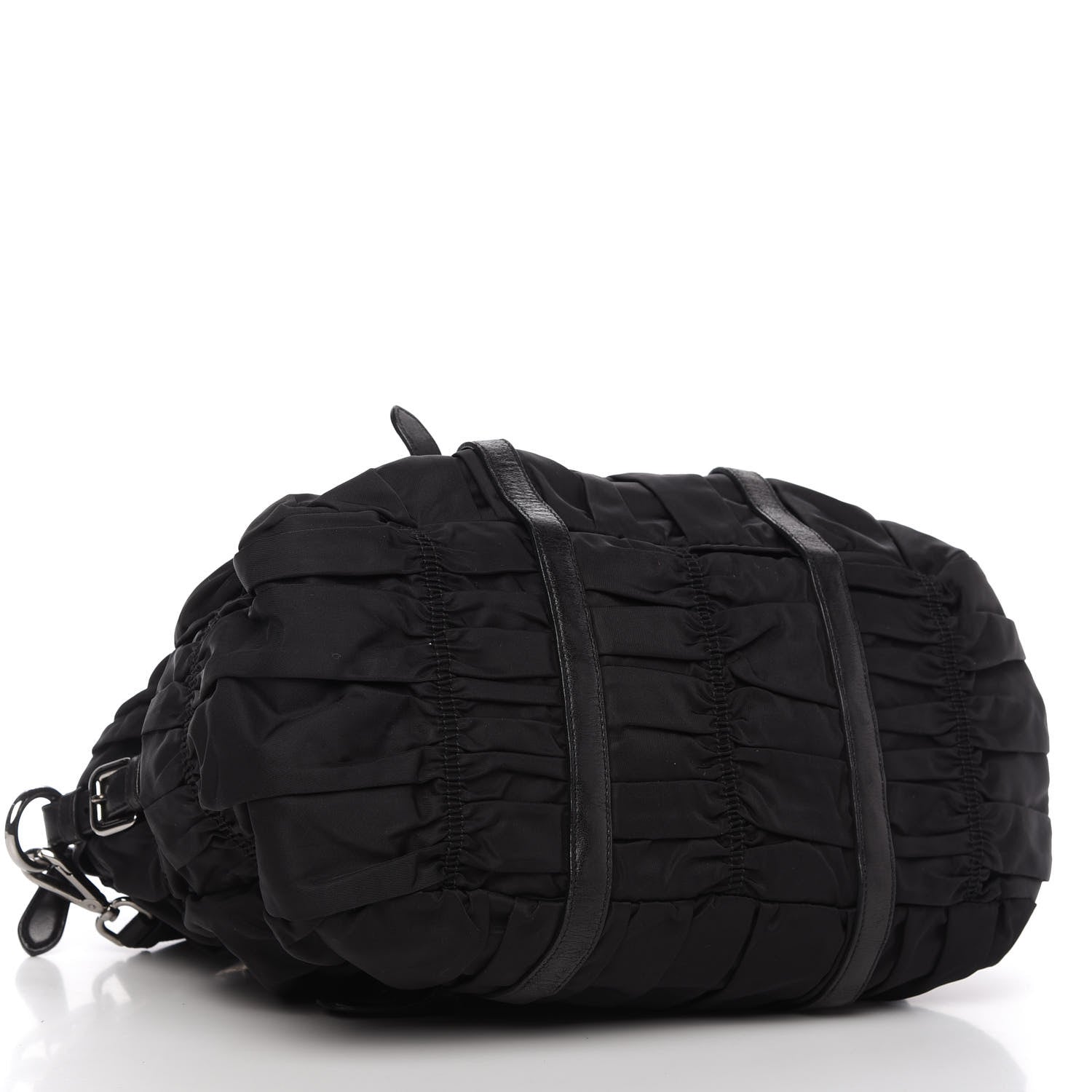Prada Tessuto Nylon Nappa Braided Gaufre Shopping Satchel Black 4 of 10