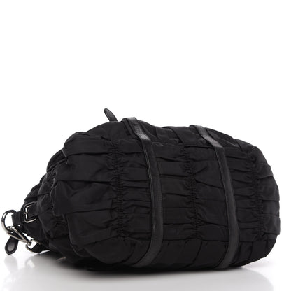 Prada Tessuto Nylon Nappa Braided Gaufre Shopping Satchel Black 4 of 10