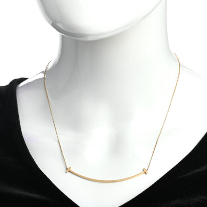 Tiffany 18K Yellow Gold Large T Smile Pendant Necklace 2 of 4