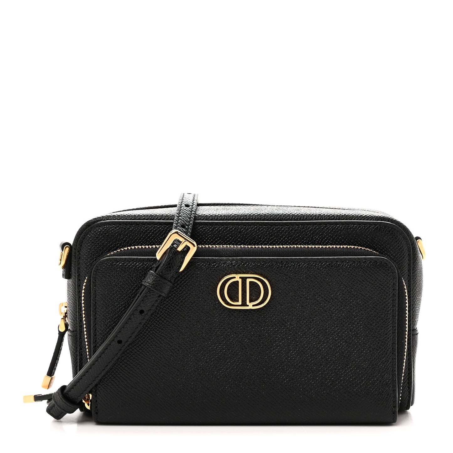 Grained Calfskin Caro Double Pouch Black