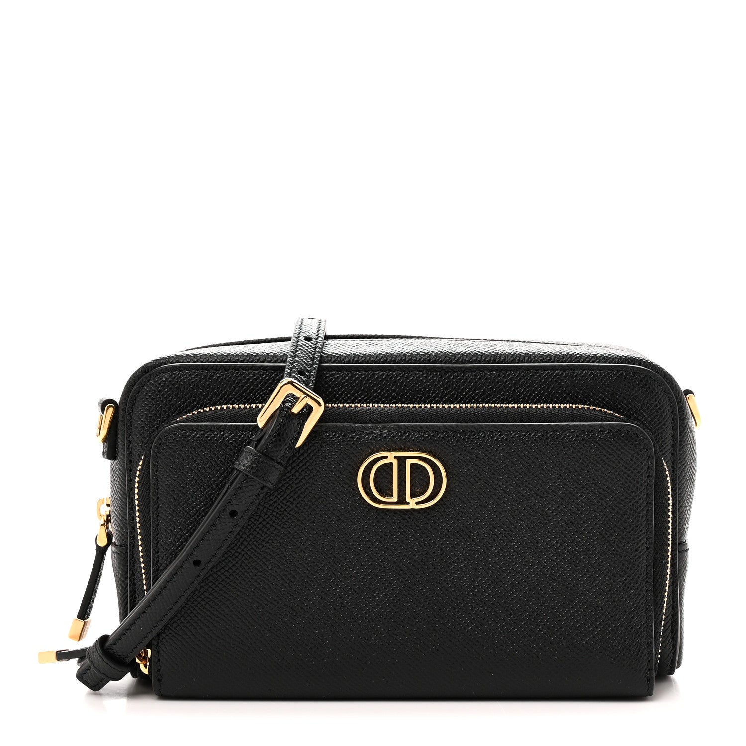 Christian Dior Grained Calfskin Caro Double Pouch Black 1 of 10