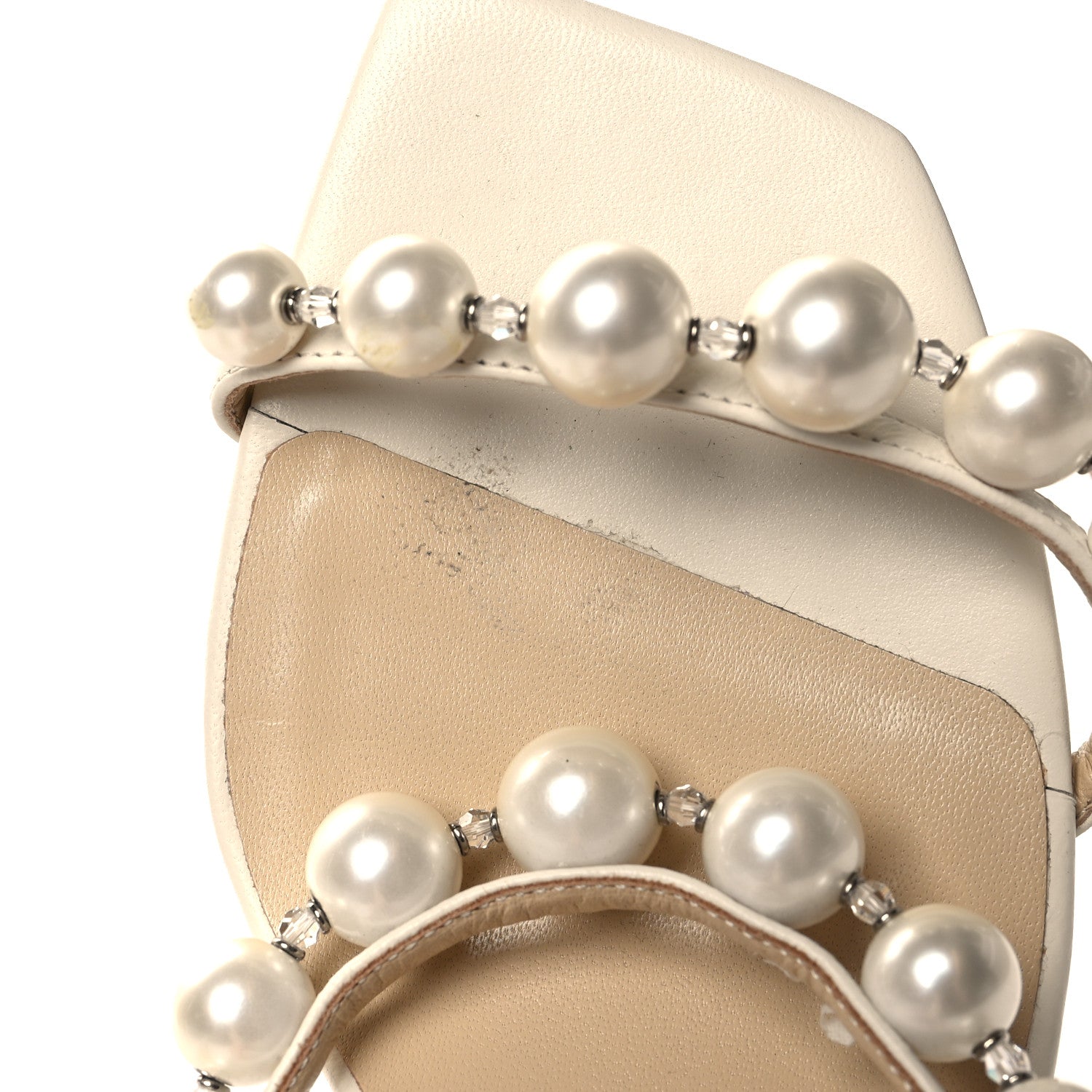 Jimmy Choo Shimmer Suede Pearl Embellished Amara 85 Mule Sandals 41 Champagne 8 of 8