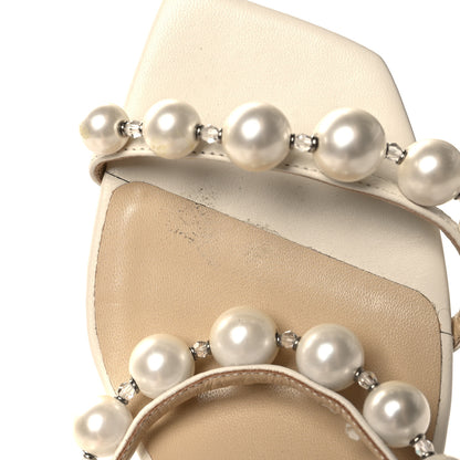 Jimmy Choo Shimmer Suede Pearl Embellished Amara 85 Mule Sandals 41 Champagne 8 of 8