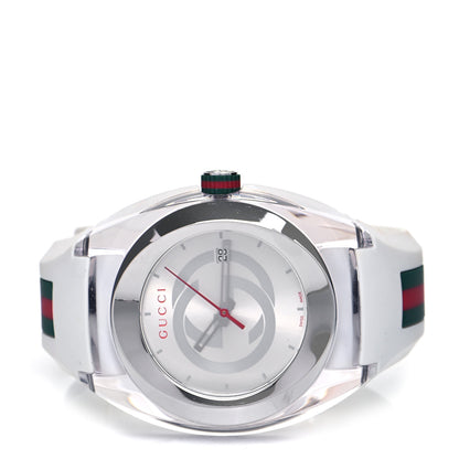 Gucci Stainless Steel Rubber 46mm Sync Web Quartz Watch White 2 of 4