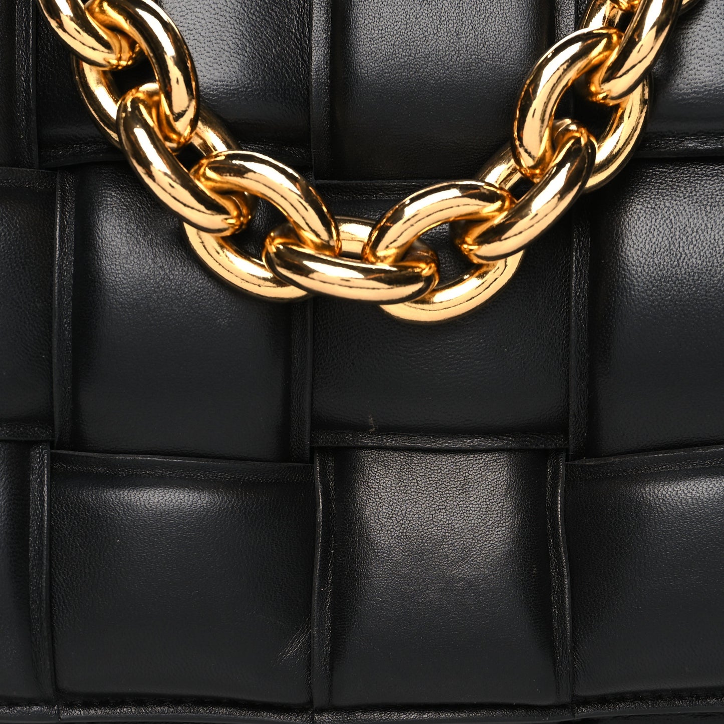 Lambskin Maxi Intreccio Padded Chain Cassette Crossbody Bag Black