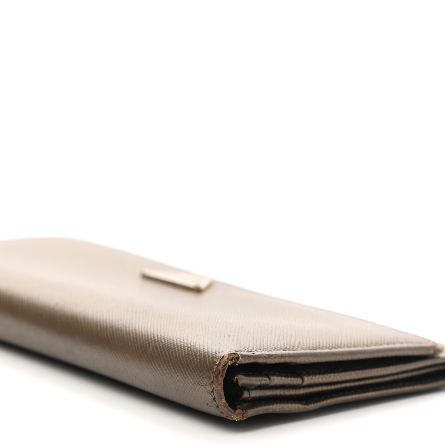 Metallic Saffiano Continental Flap Wallet Bronze