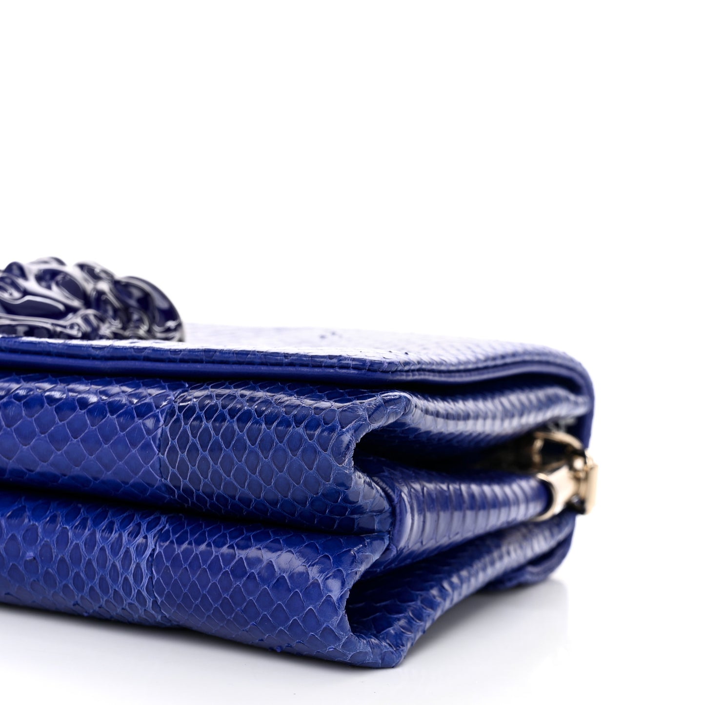 Patent Snakeskin Palazzo Sultan Shoulder Bag Blue