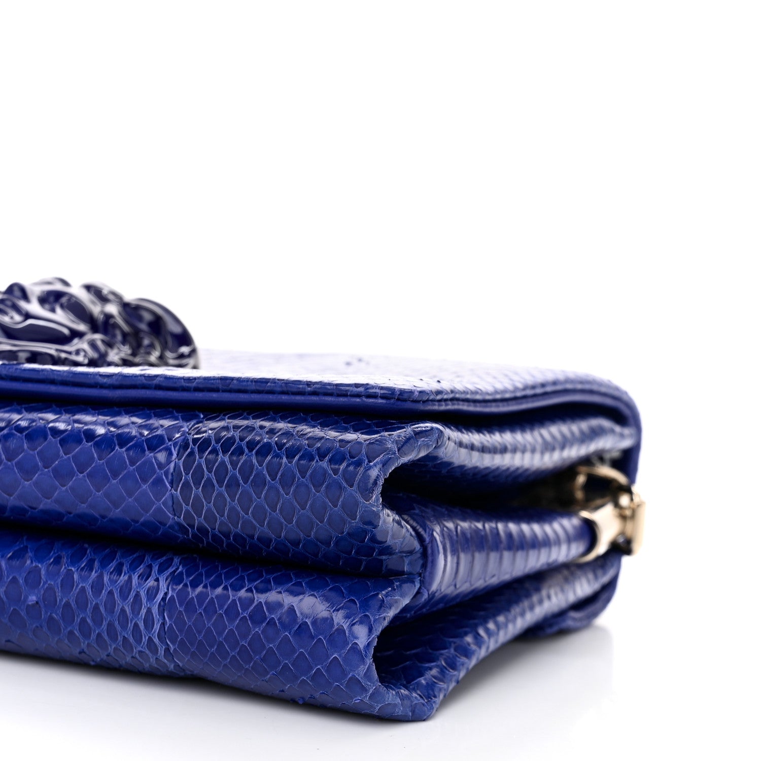 Versace Patent Snakeskin Palazzo Sultan Shoulder Bag Blue 9 of 9
