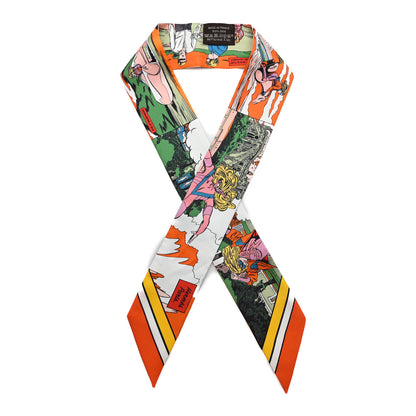 Hermes Silk Wow Twilly Orange Vert Rose 1 of 3