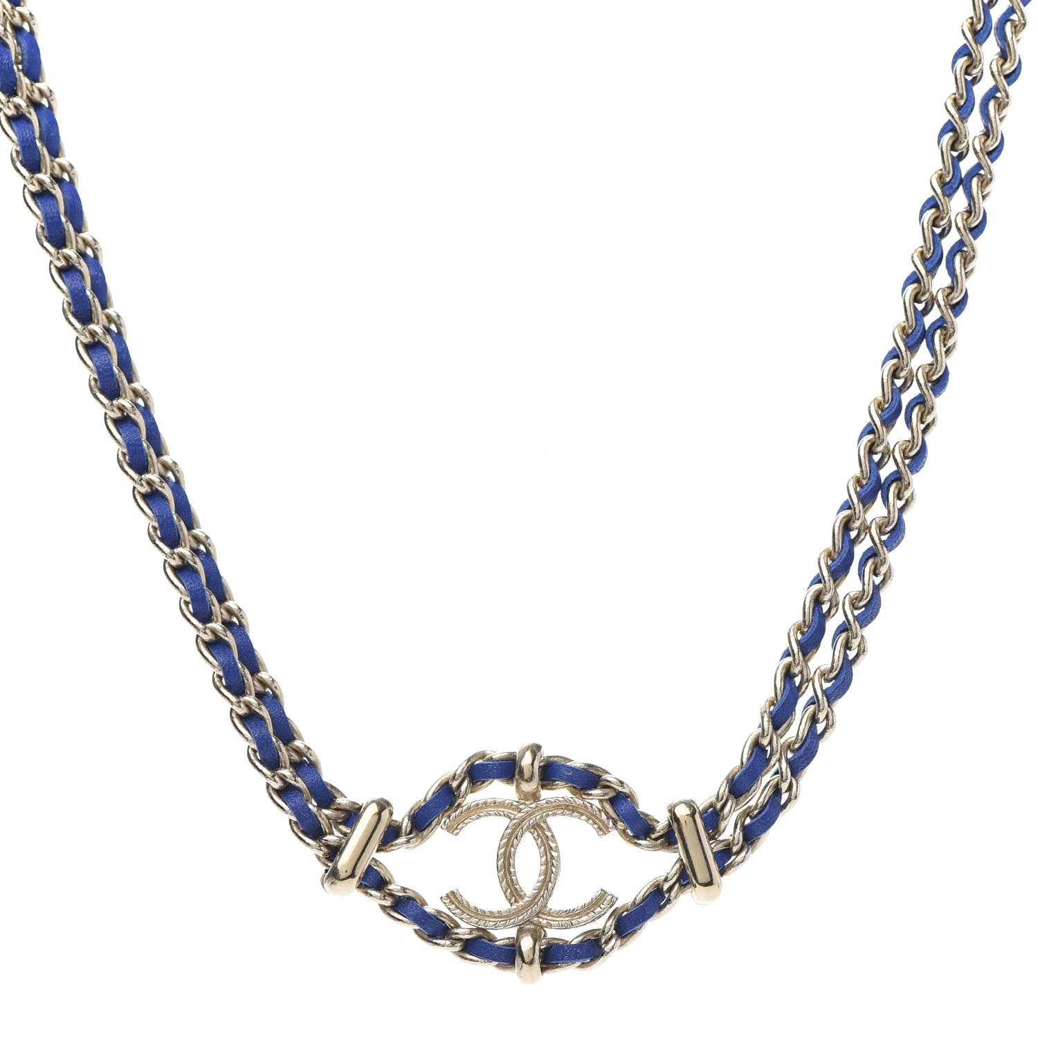 Chanel Metal Lambskin CC Chain Link Necklace Blue 1 of 5