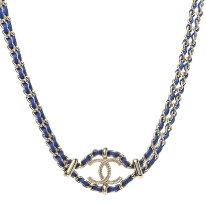 Chanel Metal Lambskin CC Chain Link Necklace Blue 1 of 5