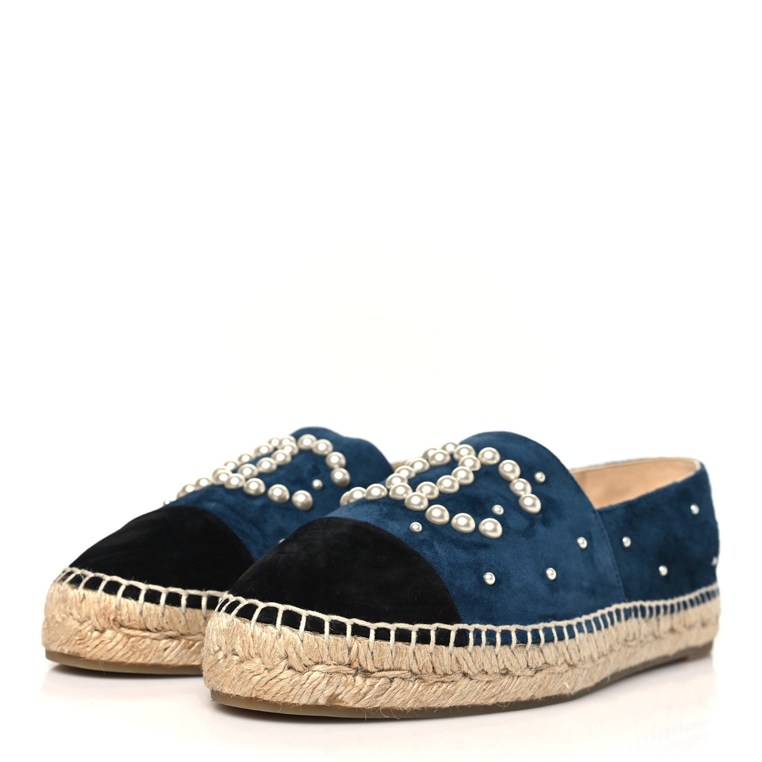 Chanel Suede Pearl CC Espadrilles 40 Teal 4 of 10
