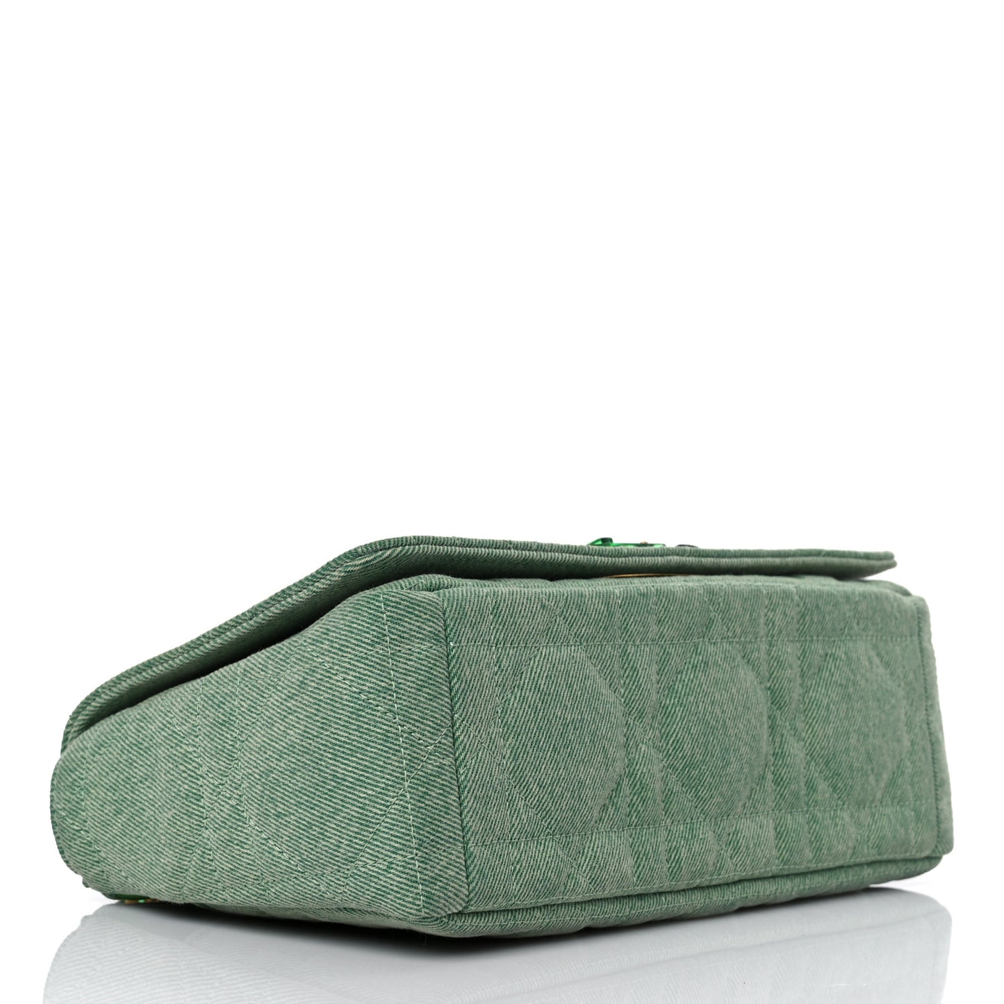 Denim Macrocannage Medium Caro Bag Green