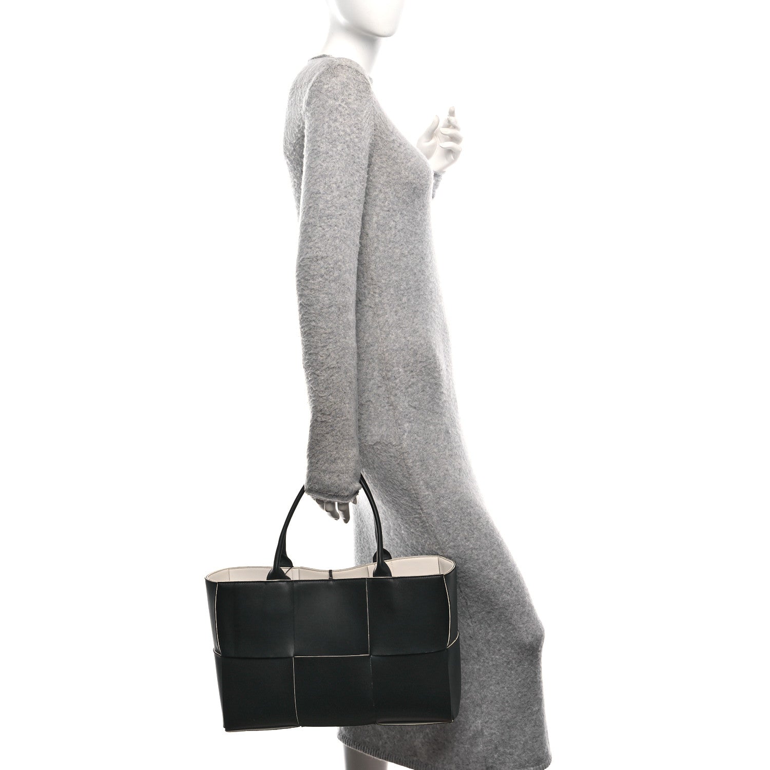 Bottega Veneta Nappa Maxi Intrecciato Medium Arco Tote Black White 2 of 10