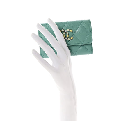 Chanel Caviar Pearl Quilted Coco Candy Flap Card Holder Turquoise 2 of 8