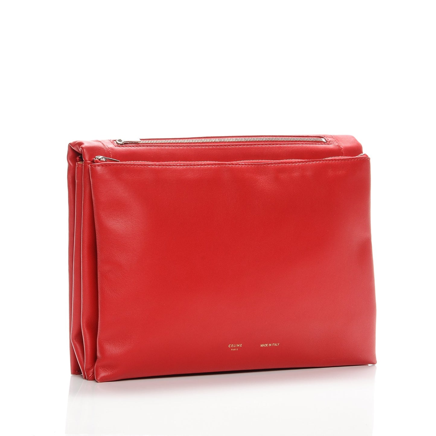 Lambskin Rolled Soft Trio Clutch Bright Red