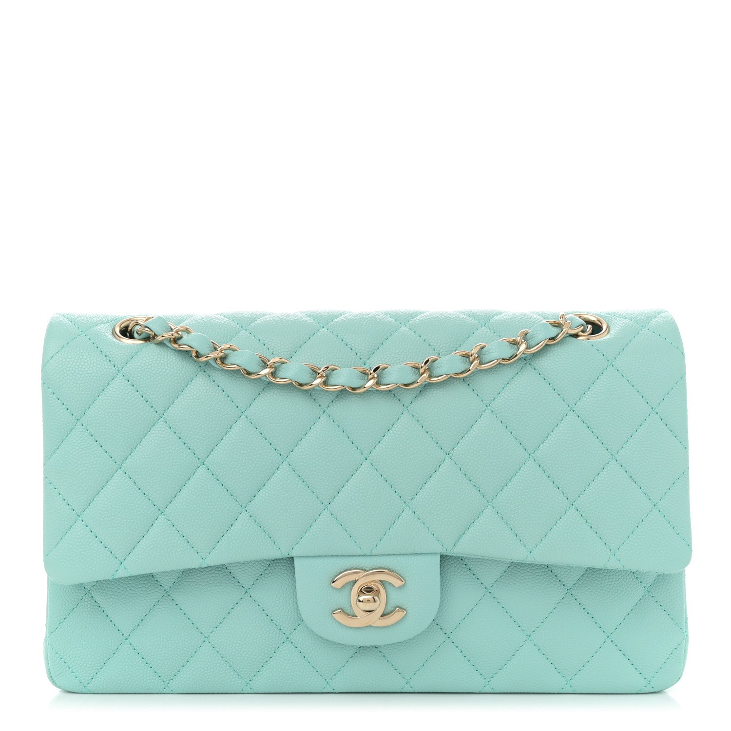 Chanel Lambskin Quilted Medium Double Flap Light Blue 1 of 13
