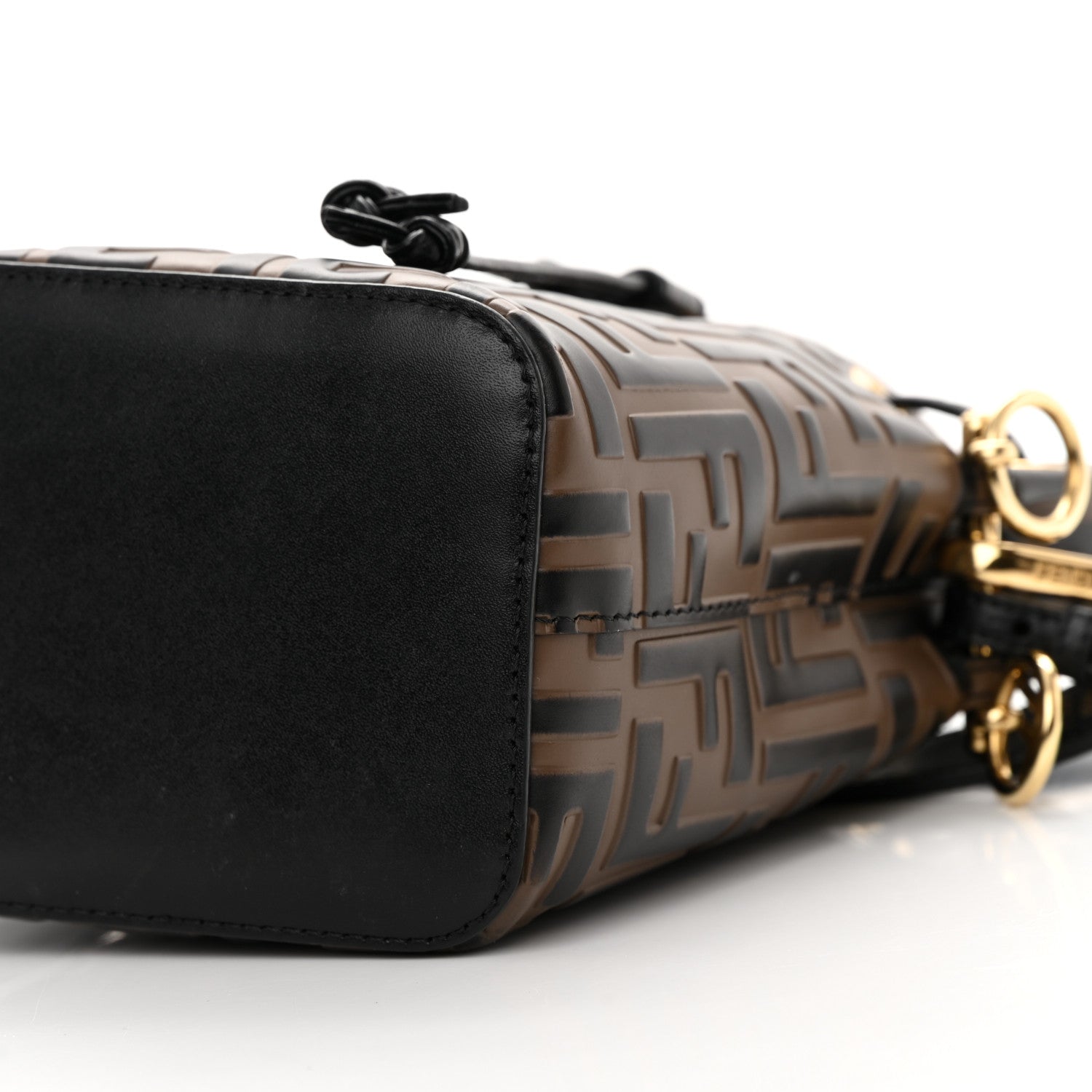 Fendi Vitello Liberty F is Fendi Bi-Color FF 1974 Embossed Mini Mon Tresor Bucket Bag Maya Black 10 of 14