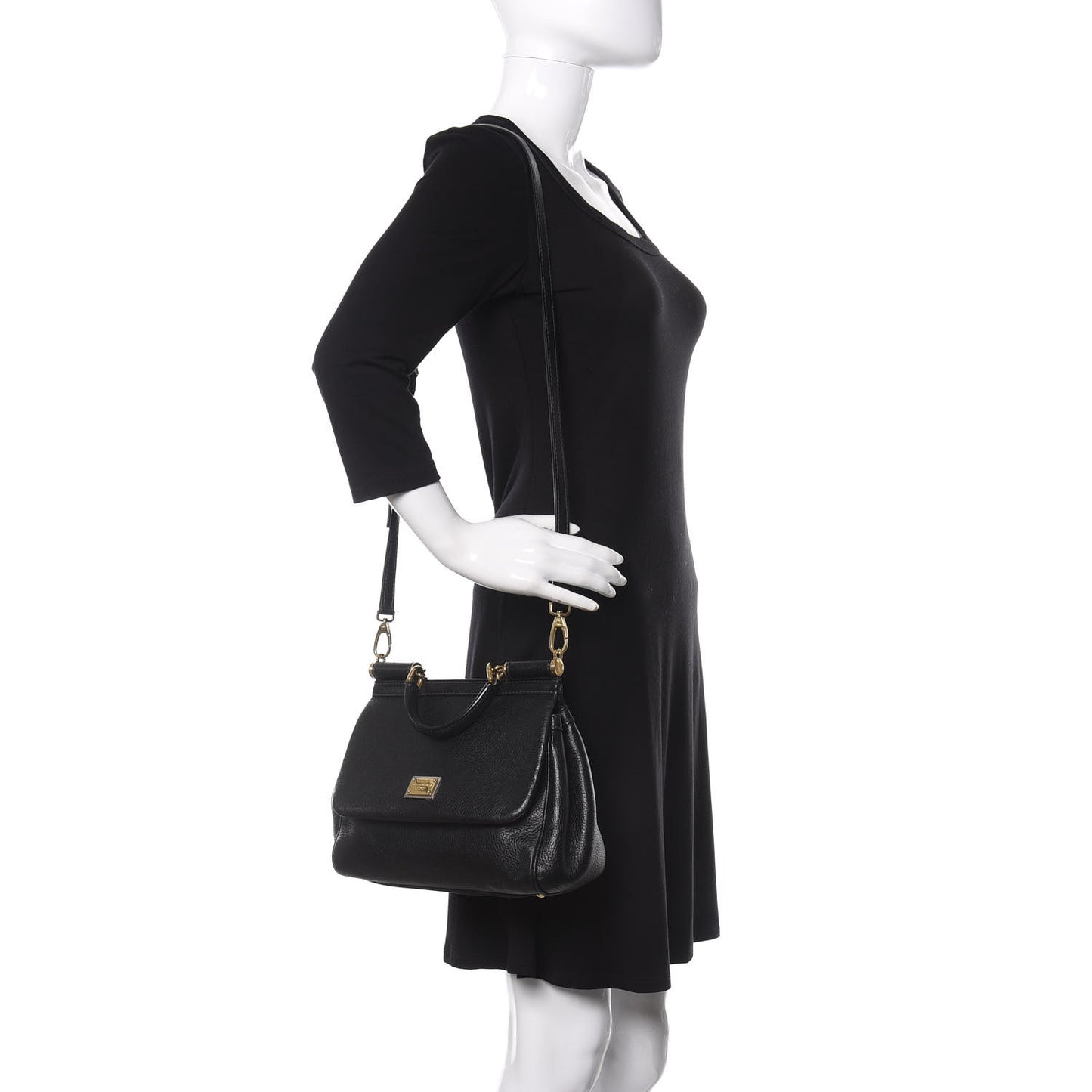 Grained Deerskin Medium Miss Sicily Satchel Black