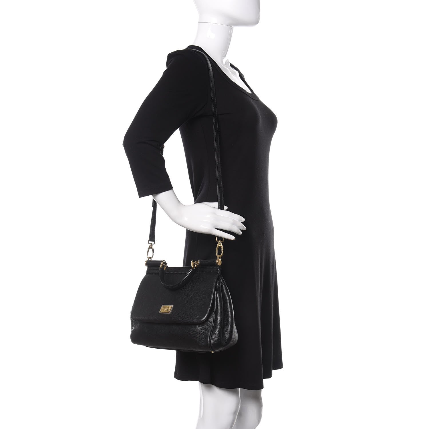 Dolce & Gabbana Grained Deerskin Medium Miss Sicily Satchel Black 2 of 9