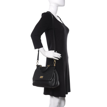 Dolce & Gabbana Grained Deerskin Medium Miss Sicily Satchel Black 2 of 9