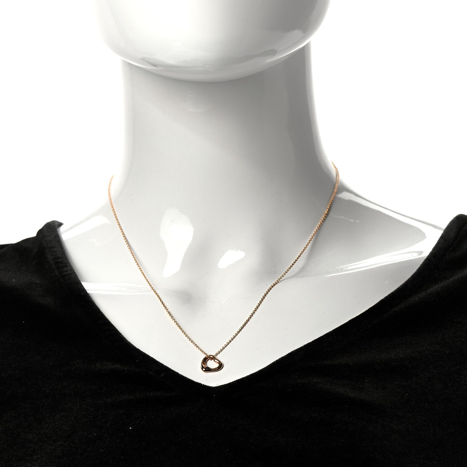 Tiffany 18K Rose Gold 11mm Elsa Peretti Open Heart Pendant Necklace 2 of 8