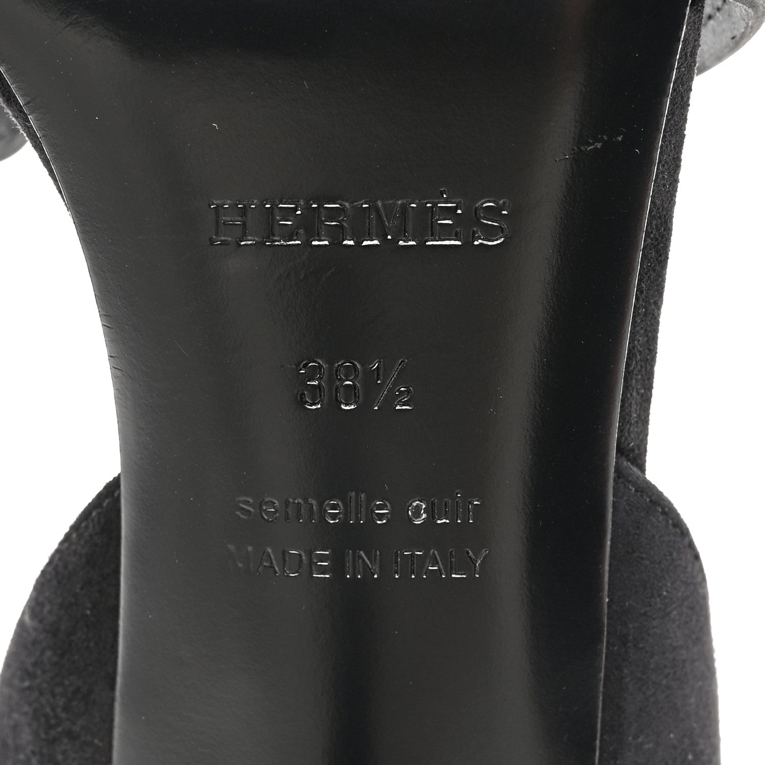 Hermes Suede Goatskin Embellished Ella 105 Sandals 38.5 Black 6 of 11