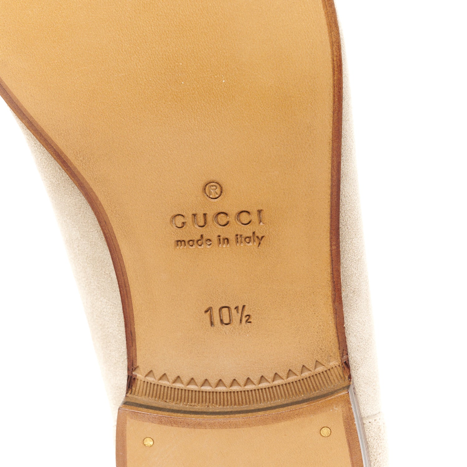 Gucci Suede Mens Horsebit Loafers 10.5 Oatmeal 6 of 9