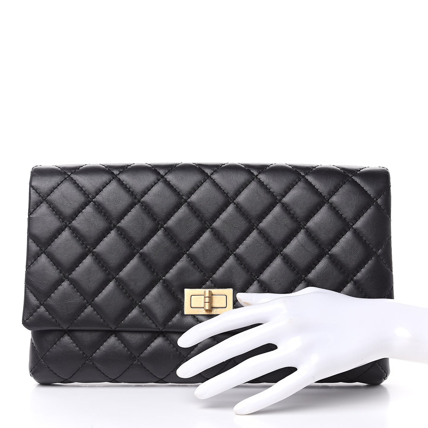 Aged Calfskin Quilted Reissue 2.55 Clutch Black