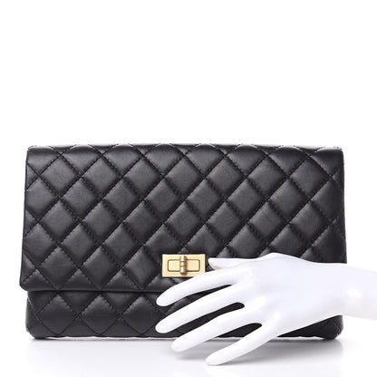 Chanel Aged Calfskin Quilted Reissue 2.55 Clutch Black 2 of 9