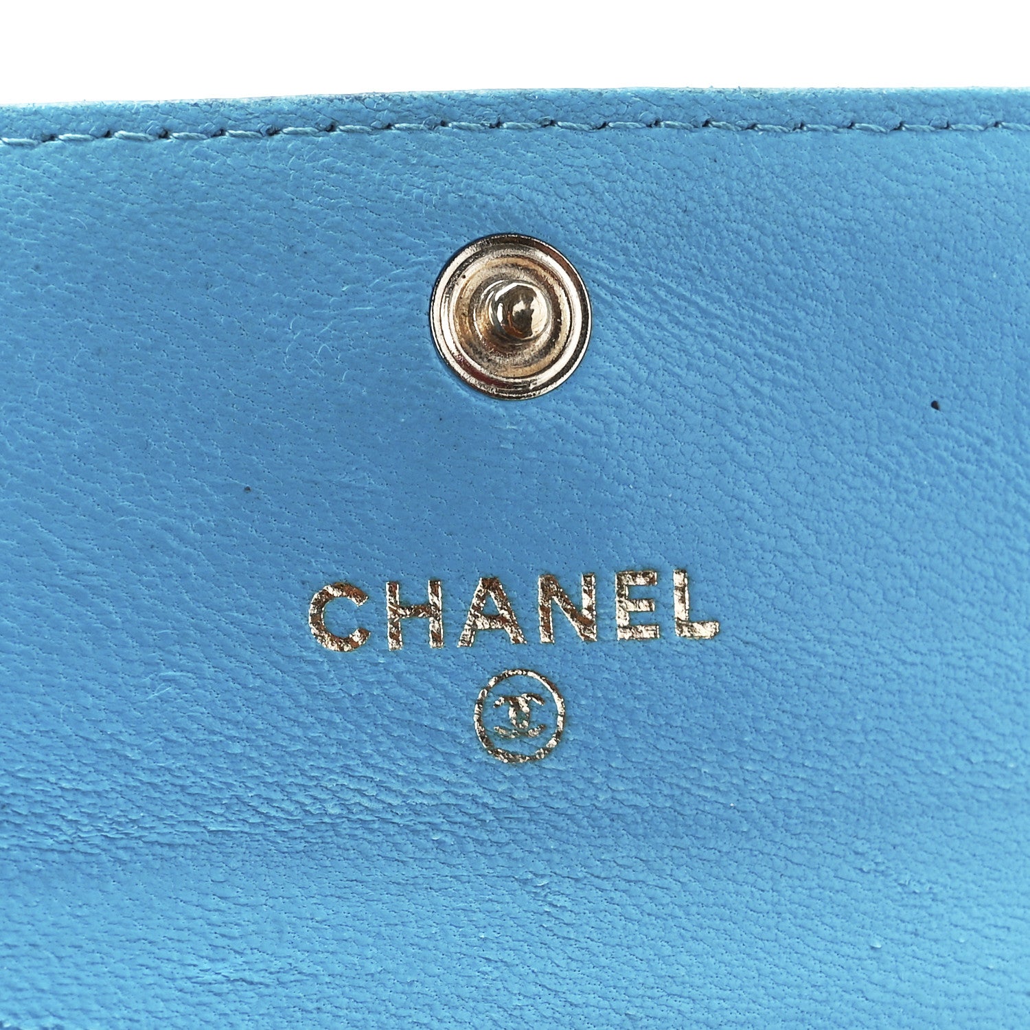 Chanel Lambskin Camellia Embossed Flap Card Holder Blue 7 of 13