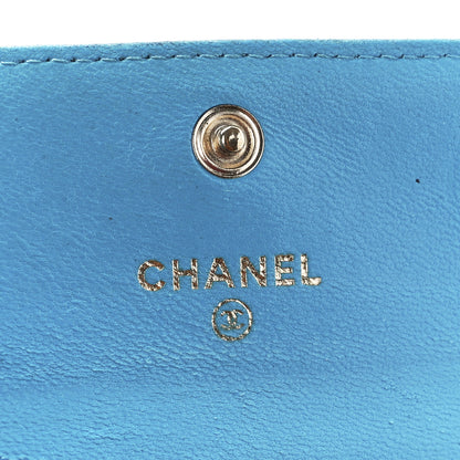 Chanel Lambskin Camellia Embossed Flap Card Holder Blue 7 of 13