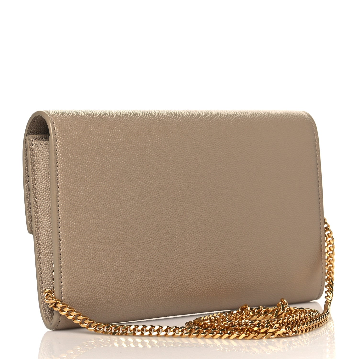 Saint Laurent Grain De Poudre Monogram Uptown Chain Wallet Dark Beige 4 of 13