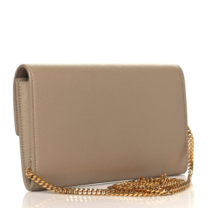 Saint Laurent Grain De Poudre Monogram Uptown Chain Wallet Dark Beige 4 of 13