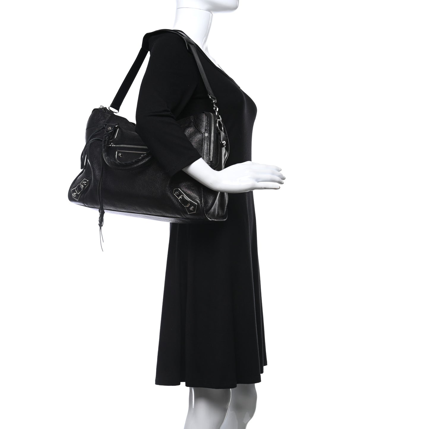 Chevre Silver Metallic Edge Hardware City Black