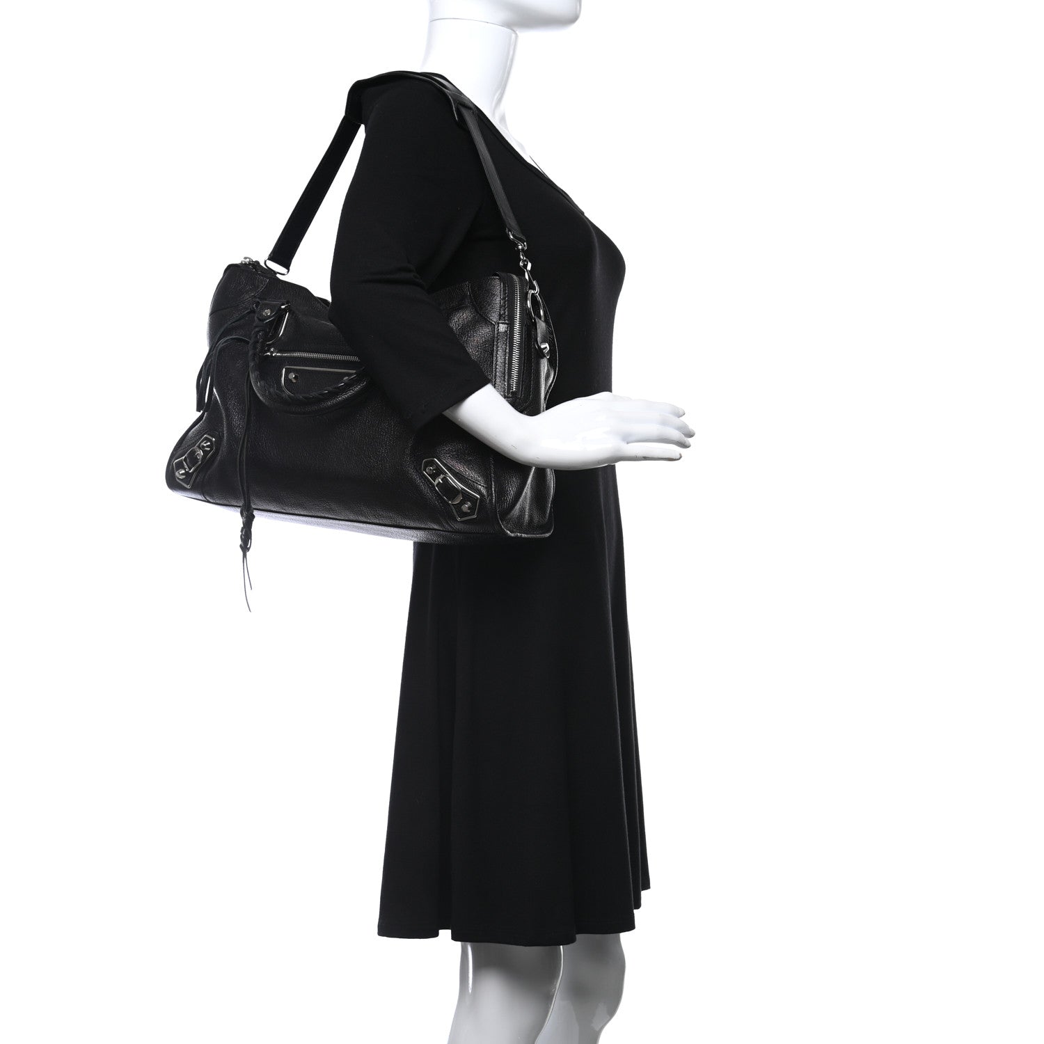 Balenciaga Chevre Silver Metallic Edge Hardware City Black 2 of 9